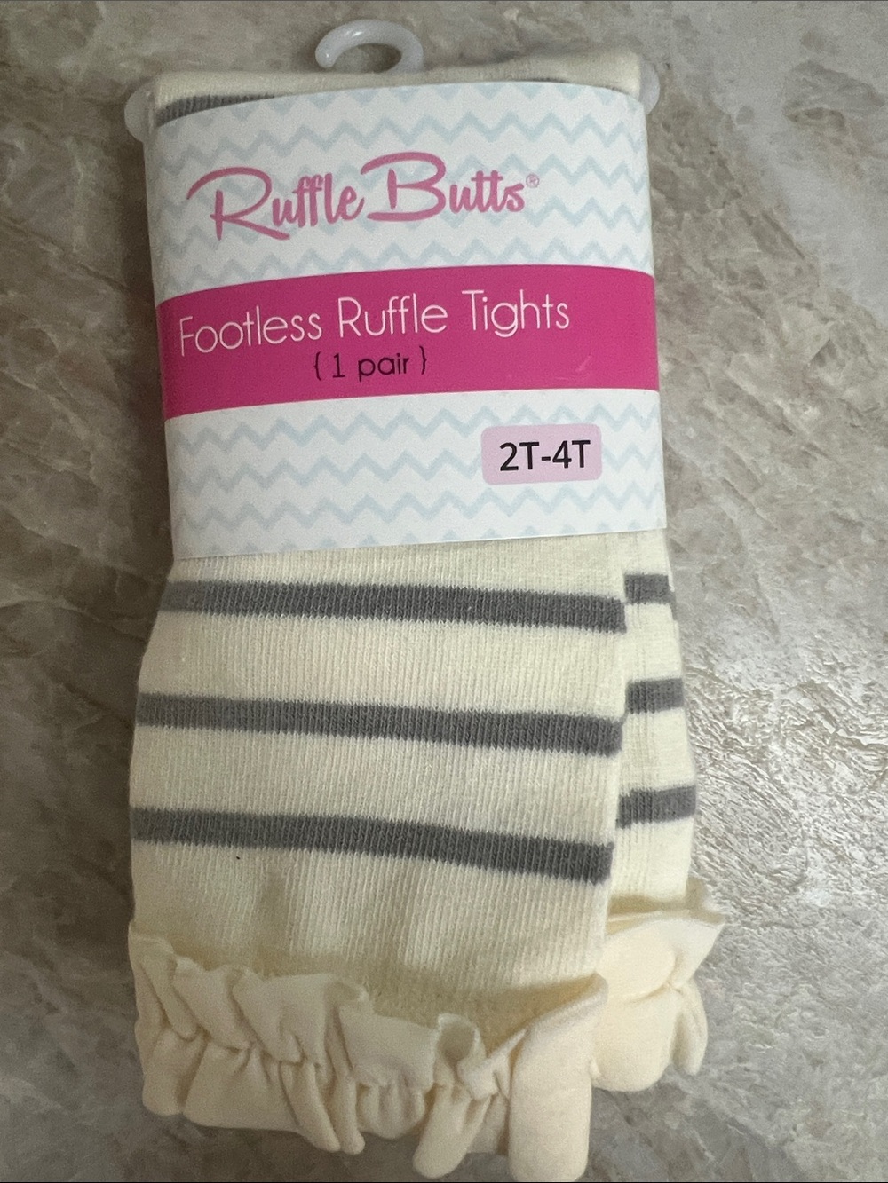 Ruffle Butts Cream and Gray Footless Ruffle Tights 2T-4T